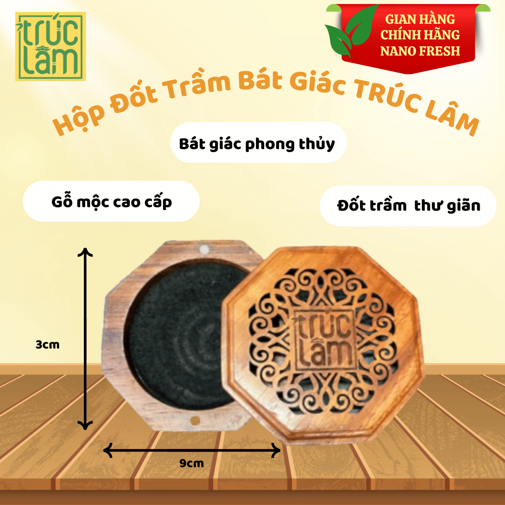 ĐẾ ĐỐT NHANG KHOANH BÁT GIÁC - 1 TẦNG (BẰNG GỖ)