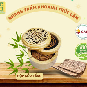 COMBO NHANG TRẦM KHOANH TRÚC LÂM + HỘP GỖ TRÒN 2 TẦNG