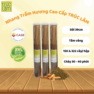 Nhang sạch thảo dược Trầm hương Trúc Lâm – Loại 39cm (150 cây)