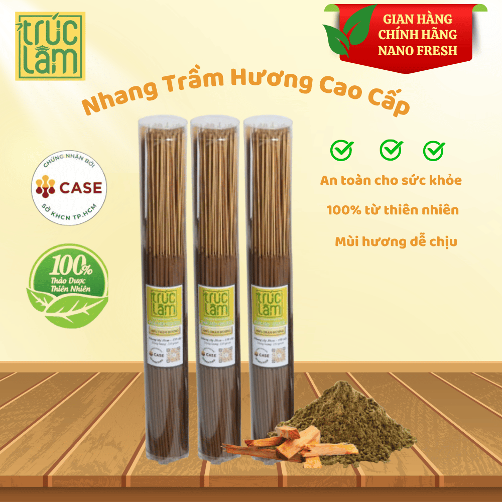 Nhang sạch thảo dược Trầm hương Trúc Lâm – Loại 38cm (150 cây)